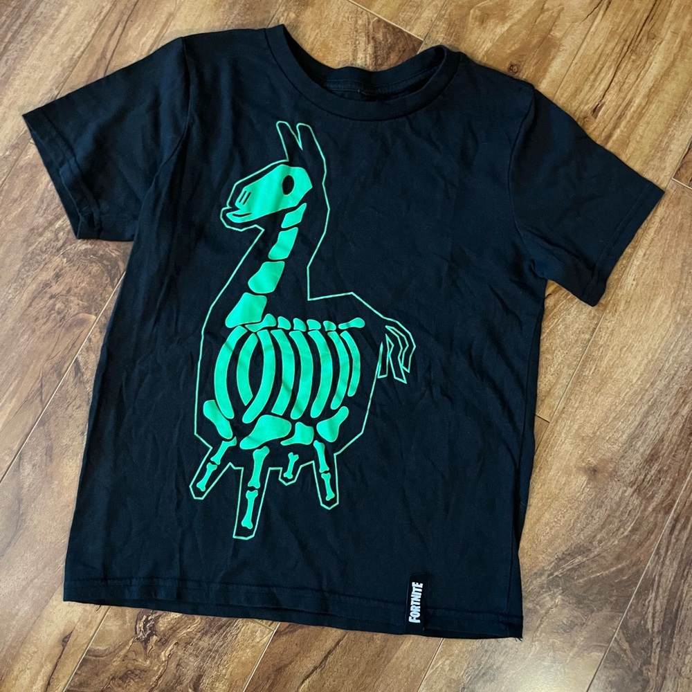Black Fortnite Green Llama Tee